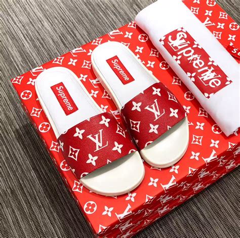 supreme louis vuitton slides|louis vuitton slides price.